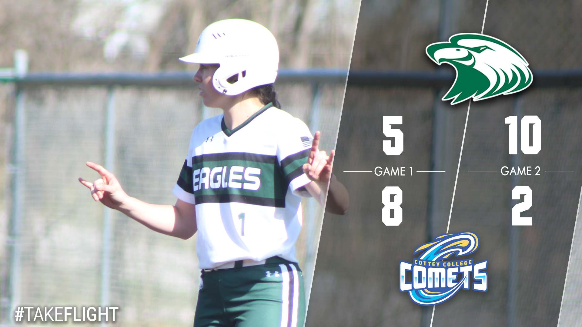 Jolley's Career Day Highlights Eagles' Doubleheader Split with Cottey