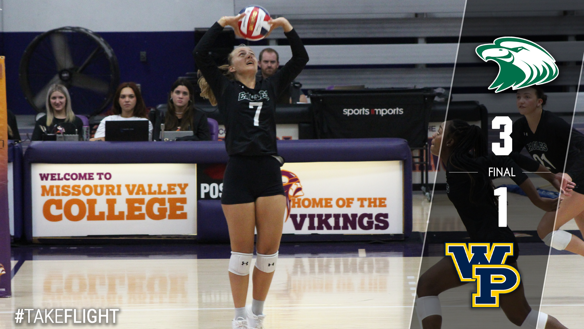 Eagles Begin Viking Invitational with Four Set Win over Statesmen